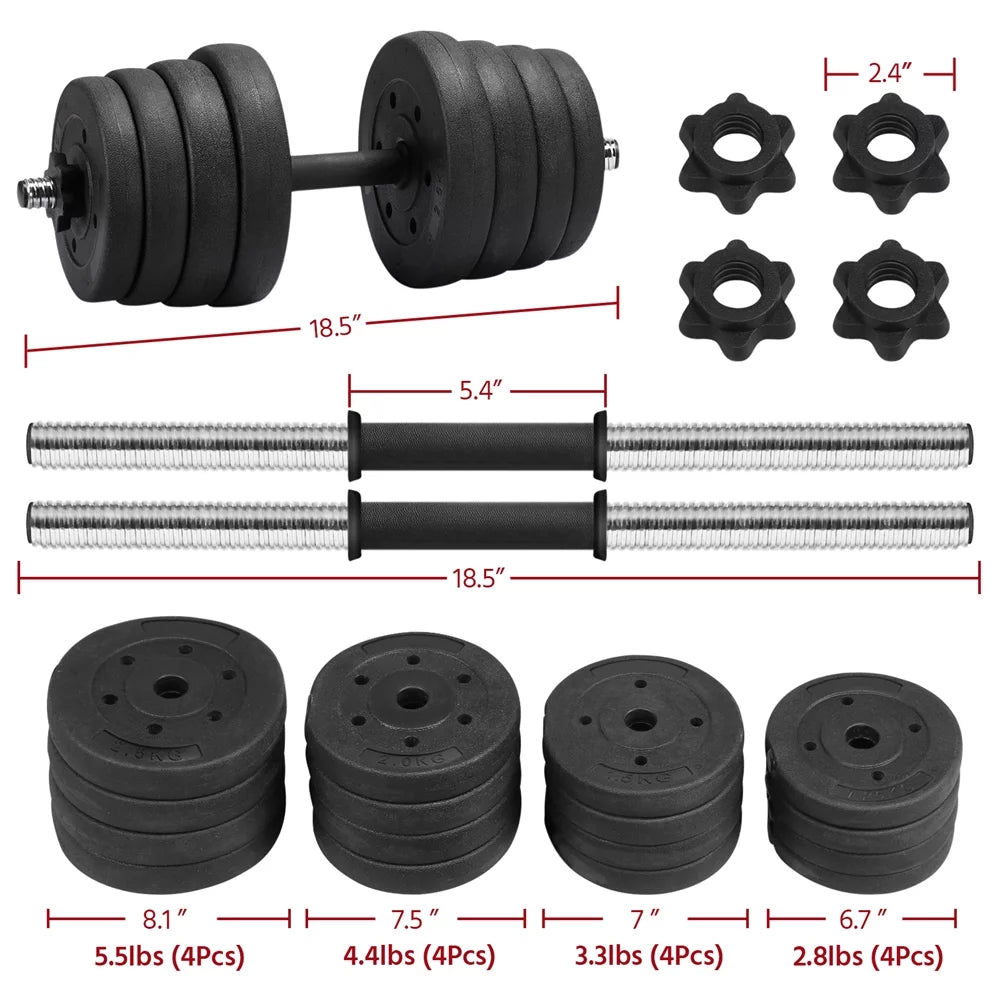 66LB Adjustable Dumbbell Weight Set Home Training Dumbbell Pair Lifting Black