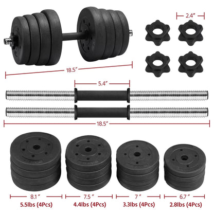 66LB Adjustable Dumbbell Weight Set Home Training Dumbbell Pair Lifting Black