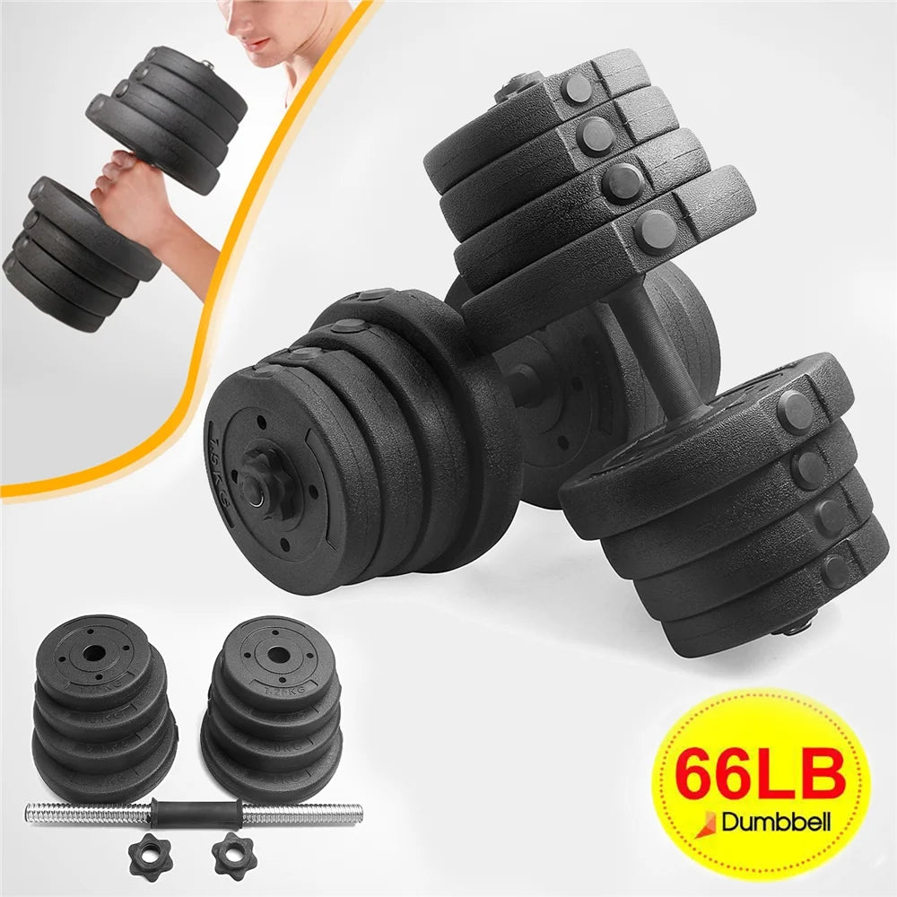 66LB Adjustable Dumbbell Weight Set Home Training Dumbbell Pair Lifting Black