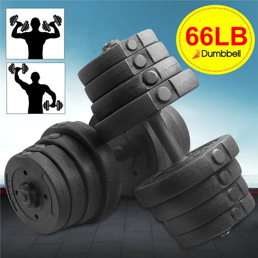 66LB Adjustable Dumbbell Weight Set Home Training Dumbbell Pair Lifting Black