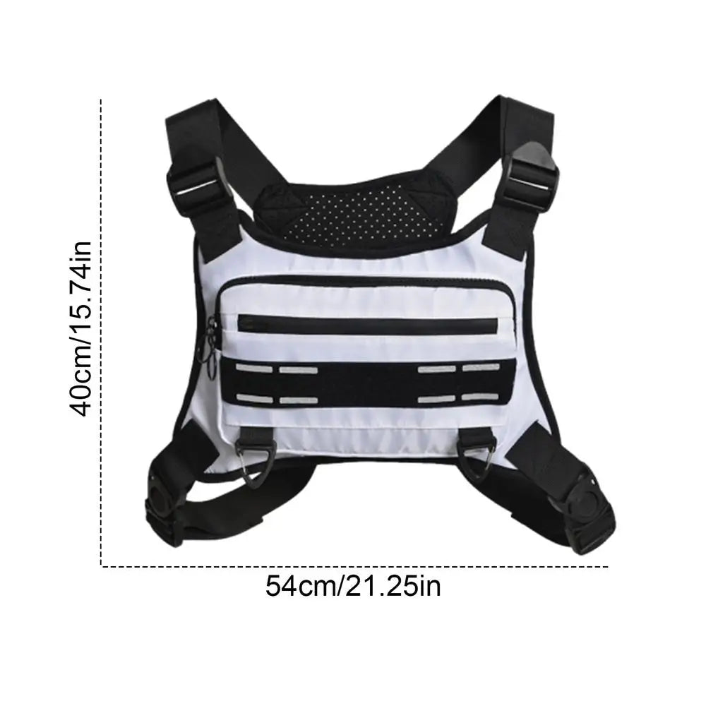 Adjustable Running Chest Bag Running Vest Bag Reflective Front Chest Pack with Phone Holder Breathable Cycling Vest for Sport